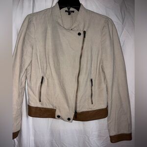 Worth Cream and Brown Bomber Jacket